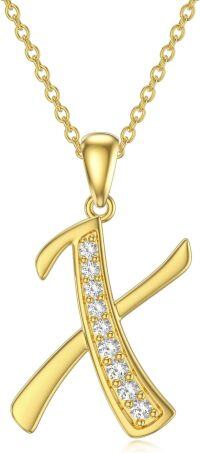 wholesale 14K Gold Moissanite A Z Initial Necklace for Women 16+2 -X