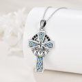 wholesale 925 Sterling Silver Celtic Knot Cross with Abalone Shell and Black CZs Infinity Heart Love Pendant Necklace for Women Girls  (Length: 46cm)-0-2