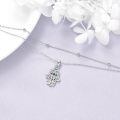 wholesale 925 Sterling Silver Hamsa Hand Charm Bracelet With Blue Evil Eye-0-2