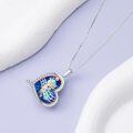 wholesale 925 Sterling Silver Blue Crystal Heart-Shaped Volleyball Sports Pendant Necklace-0-4