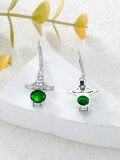 wholesale 925 Sterling Silver Frog Yoga Green Crystal Drop Earrings s for Her-0-2