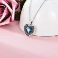 wholesale 925 Sterling Silver Blue Crystal Heart Photo Locket Pendant Necklace for Women Girls -0-1