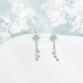 wholesale 925 Sterling Silver Star & Crystal Chain Tassel Drop Earrings for Women-0-4