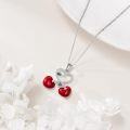 wholesale 925 Sterling Silver Red Enamel Cherry Heart Pendant Necklace for Women-0-1