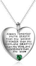 wholesale Sterling Silver Pendant Necklace Always Remember You Are Braver Than You Believe Inspirational Jewelry Gift-0-6