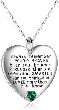 wholesale Sterling Silver Pendant Necklace Always Remember You Are Braver Than You Believe Inspirational Jewelry Gift-May