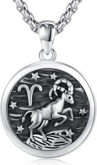 wholesale 925 Sterling Silver Aries Zodiac Sign Constellation Pendant Necklaces for Men Women Astrology Gifts-3-Aries (A-Retro Mar.21-Apr.19)