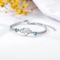wholesale 925 Sterling Silver Heart Infinity Bracelet Wholesale With Blue Stones-0-1
