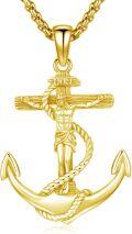 wholesale 925 Sterling Silver Plated Gold Crucifix Anchor Cross Jesus Christ Religious Jewelry Men Women Gift 24 Chain Necklace Pendant Charm Amulet -0-0