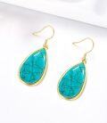 wholesale 925 Sterling Silver and Turquoise Tear Drop Dangle Earrings for Women-0-4
