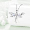 wholesale 925 Sterling Silver Opal Dragonfly Pendant Necklace for Women Nature Lovers' Gift-0-5