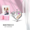 TOUPOP Sterling Silver & Mom's Birthstone Necklace For Women-0-3