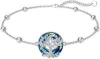 wholesale 925 Sterling Silver Blue Crystal Tree Of Life Charm Bracelet For Women-Tree of Life