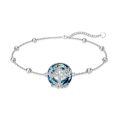 wholesale 925 Sterling Silver Tree Of Life Bracelet With Blue Crystal Centerpiece-0-0