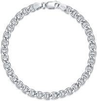 wholesale Sterling Silver Mariner Chain Bracelet 4mm Lobster Clasp Italy 6 5 8 Unisex-6.5 Inches