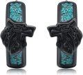 wholesale 925 Sterling Silver Black Dragon Head with Turquoise Studs - Viking Style Jewelry for Men & Women-0-0