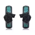 wholesale 925 Sterling Silver Black Dragon Head with Turquoise Studs - Viking Style Jewelry for Men & Women-0-0
