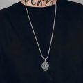 wholesale 925 Sterling Silver Oxidized Soccer Player Protect This Athlete Oval Pendant Necklace-0-3