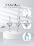 wholesale 925 Sterling Silver Celtic Moonstone Leverback Filigree Trinity Drop Earrings-0-4