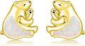 wholesale 925 Sterling Silver Mother & Baby Polar Bear Opal Stud Earrings for Women - Animal  Idea-0-0
