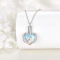 wholesale 925 Sterling Silver Heart Cat Shape Blue Opal Stone Pet Ashes Keepsake Cremation Jewelry Urn Necklace Memorial Pendant for Women and Men-0-4