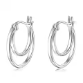 wholesale 925 Sterling Silver Round Double Hoop Earrings Wholesale Minimalist Layered Circles Holiday Gift for Her-0-0