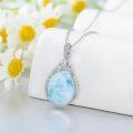 wholesale 925 Sterling Silver Blue Moonstone Teardrop Filigree Pendant Necklace-0-27