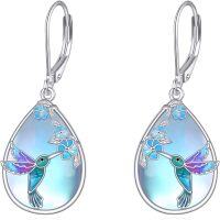 wholesale  Sterling Silver Moonstone Teardrop Dangle Earrings for Women -Hummingbird