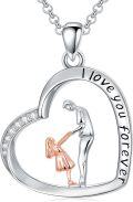 wholesale 925 Sterling Silver Heart Pendant Necklace for Dad & Daughter, Adjustable Chain, Gift for Mother's Day, Anniversary-0-0