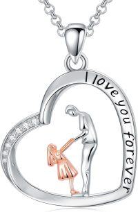 wholesale 925 Sterling Silver Heart Pendant Necklace for Dad & Daughter, Adjustable Chain, Gift for Mother's Day, Anniversary-Father Daughter-6