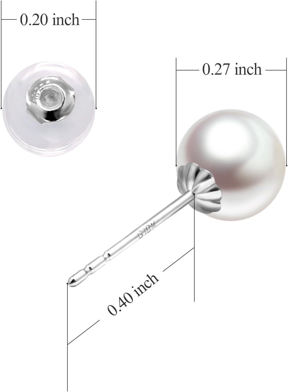 18K Gold Freshwater Pearl Stud Earrings for Women (7 10mm)-0-3