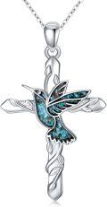 wholesale 925 Sterling Silver Turquoise Ribbon Cross Pendant Necklace s for Women-0-0