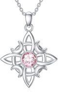 wholesale 925 Sterling Silver Witches Knot Birthstone Necklace Wicca Moon Celtic Pendant-0-25