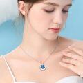 wholesale 925 Sterling Silver Blue Fire Opal Libra Zodiac Sign Constellation Pendant Astrology  for Women Girls-0-1