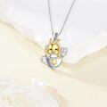 wholesale 925 Sterling Silver Gold Plated Honey Bee in Teacup Heart Charm Necklace for Women-0-4