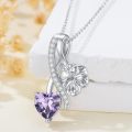 wholesale 925 Sterling Silver Birthstone Flower Necklace 12 Month Birth Flower Pendant for Women Christmas Birthday Jewelry-0-3