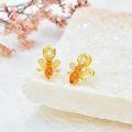 wholesale 925 Sterling Silver Honeycomb Bee Amber Drop Dangle Earrings for Women Girls-0-4
