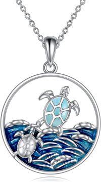 wholesale 925 Sterling Silver Turtle Family Pendant Necklaces for Women Girls Ocean Wave s-06-turtle