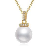 TOUPOP 14K Gold Freshwater Pearl Necklace with Bow/Heart/Dolphin Pendant-undefined