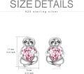 wholesale 925 Sterling Silver Pink Heart Sloth Stud Earrings - Birthday Gifts for Women-0-3