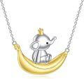 wholesale 925 Sterling Silver Elephant on Banana Pendant Necklace for Women and Girls-0-0