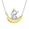 wholesale 925 Sterling Silver Elephant on Banana Pendant Necklace for Women and Girls-0-0