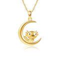 wholesale 14k Gold Crescent Moon Pendant With Cute Axolotl Charm Necklace-0-0