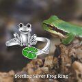 wholesale TOUPOP Frog Ring, Sterling Silver 925, Adjustable, White Gold Plated, Cubic Zirconia, For Women, Christmas, Birthday, Wedding Gift -0-1