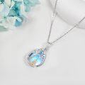wholesale 925 Sterling Silver Blue Moonstone Buddha Tree of Life Pendant Necklace for Women-0-3