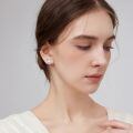 wholesale 925 Sterling Silver Platinum Plated Highland Cow White Opal Heart Stud Earrings-0-3