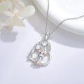 wholesale 925 Sterling Silver Giraffe Heart-Shaped Pendant Necklace with Cubic Zirconia Stones - Cute  for Women and Girls-0-1