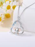 wholesale 925 Sterling Silver Elephant Pendant Heart-Shaped Blue Crystal Necklaces Gifts for Girls and Women-0-4