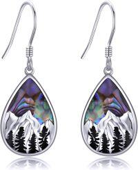 wholesale 925 Sterling Silver Teardrop Abalone Shell Mountain Forest Earring Drops for Women Gifts-abalone shell