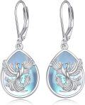 wholesale 925 Sterling Silver Blue Opal Phoenix Drop Earrings-0-0